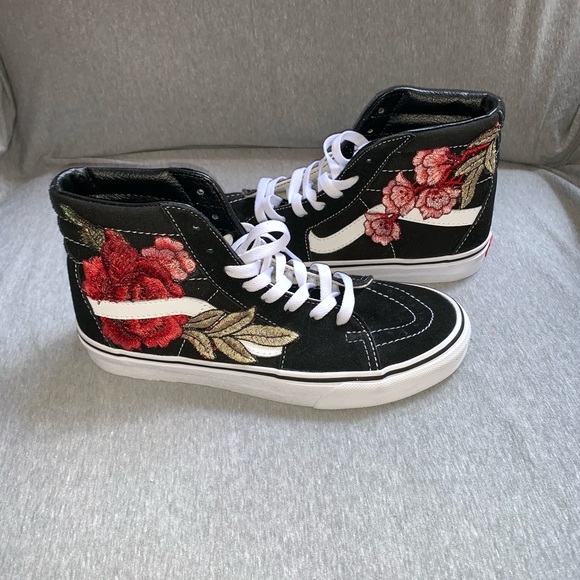 rose embroidered vans